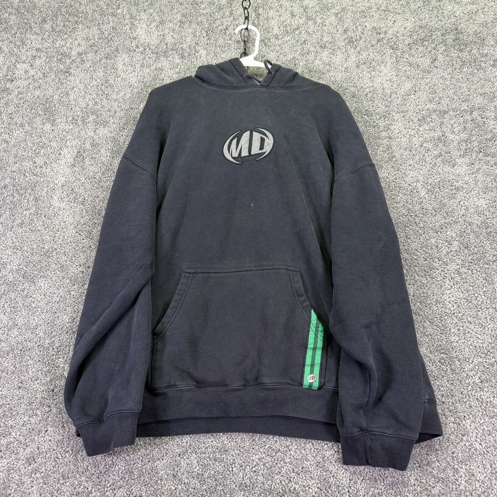 Mountain Dew Hoodie Mens XL Black Fleece Pullover MD Logo Kangaroo Pocket